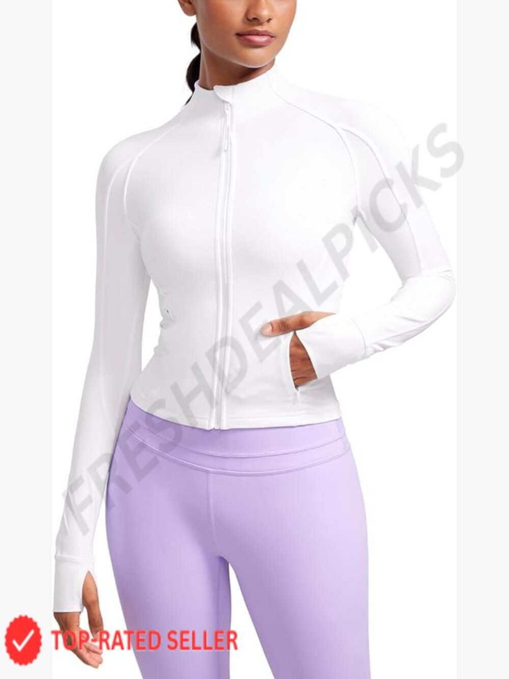 Butterluxe Full Zip Jacket Thumb Holes Pockets Slim Fit Waist Length